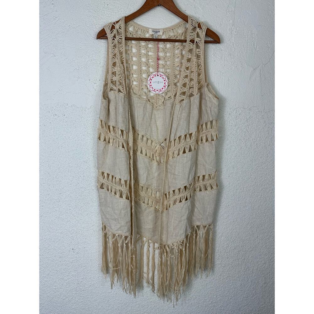 NWT Umgee linen boho western tassel vest